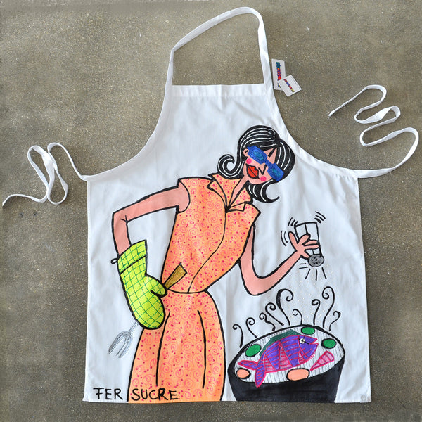 Grilling Fish Woman Apron