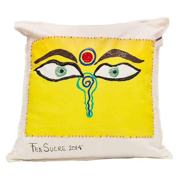 You  & Me Pillow by Fer Sucre on white cotton  .Design only on front, zipper access