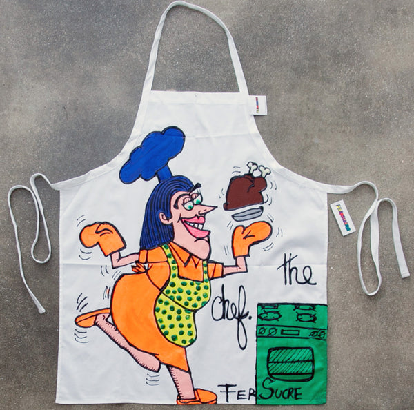 The Chef 2 Apron painted by Fer Sucre in acrylic and plastic