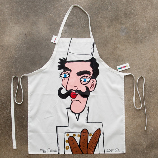 The Bread Baker Apron painted by Fer Sucre in acrylic and plastic