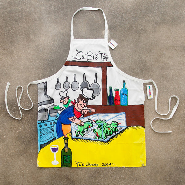 Le Bistro Apron painted by Fer Sucre in acrylic and plastic