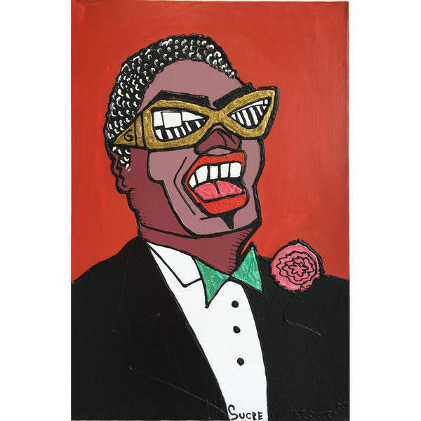Ray Charles by Fer Sucre Technique: Acrylic and Plastic Measurements: 24x36” Year: 2005 Frame: unframed