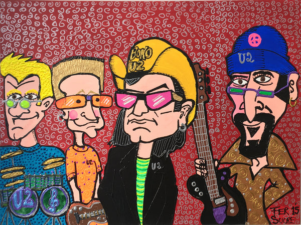 U2 by Fer Sucre Technique: Acrylic and Plastic Measurements: 40x30” Year: 2015 Frame: Wood