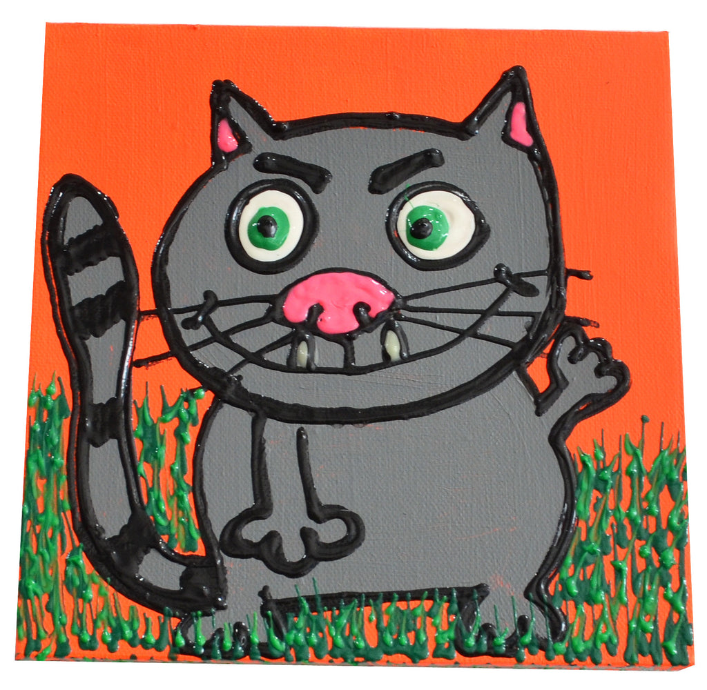 Happy Cat. Technique: Acrylic and Plastic 