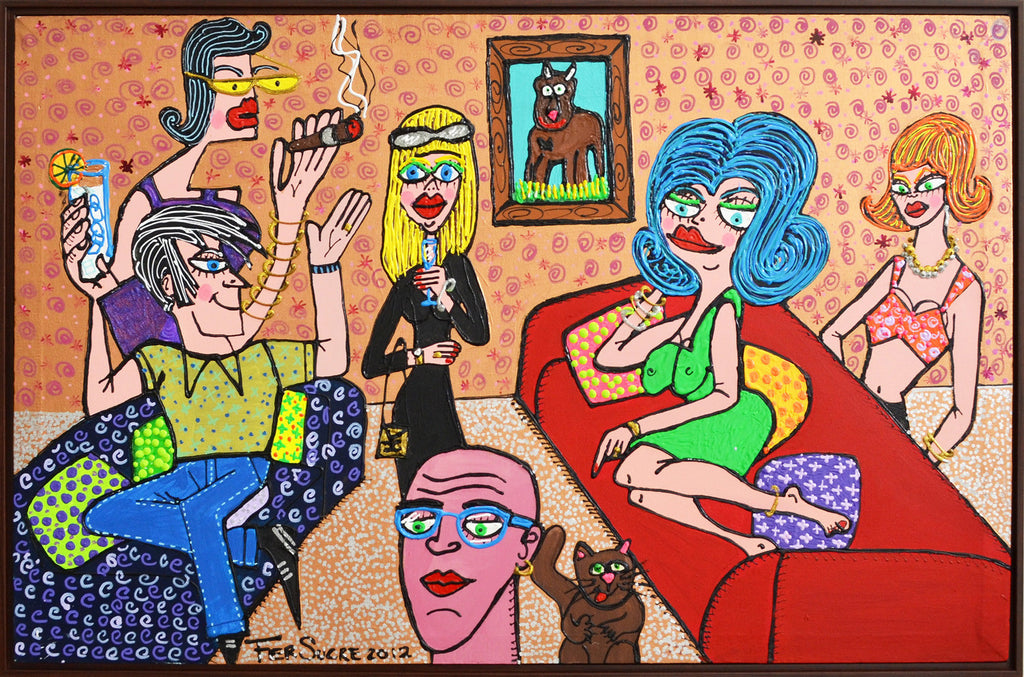 Get Together At Home.Technique: Acrylic and Plastic 