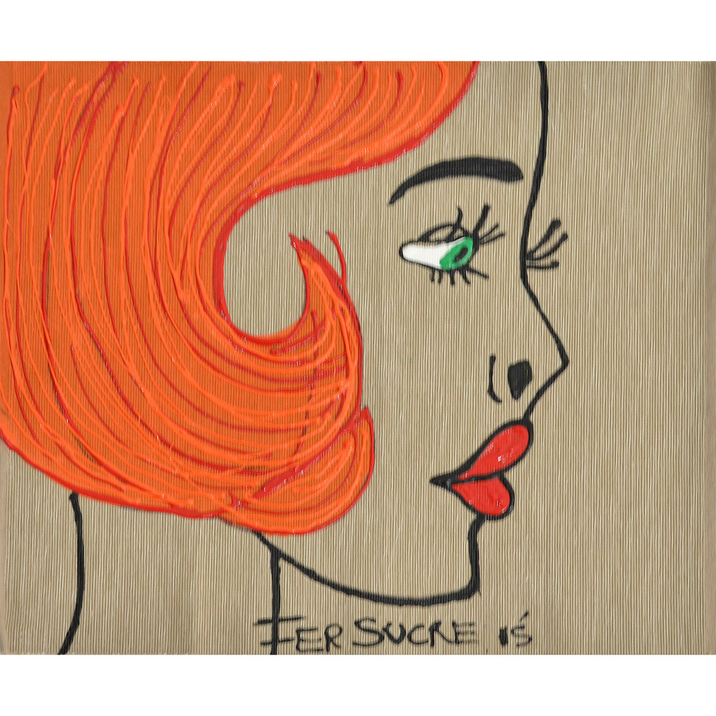 Red Short Hair Woman  Individual Place Mat by Fer Sucre on natural cotton