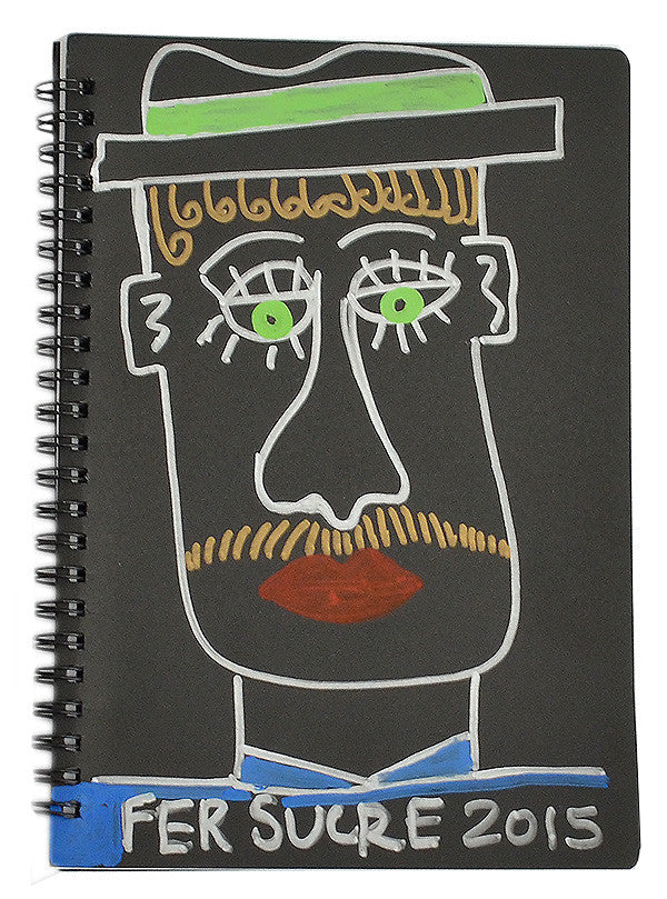 Green Eyes Man  Spiral  Sketch Notebook by Fer Sucre 