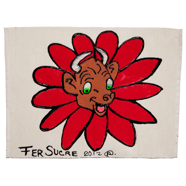 The Cow in a Flower Individual Place Mat  by Fer Sucre on natural cotton.Design only on front