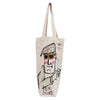 Man with sunglases wine Bag by Fer Sucre on natural cotton wine bag.Design on both sides