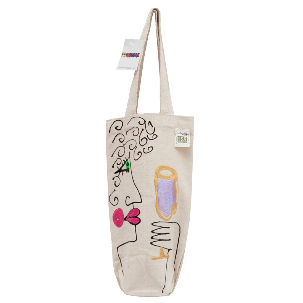 Celebration Time  Wine Bag by Fer Sucre on natural cotton