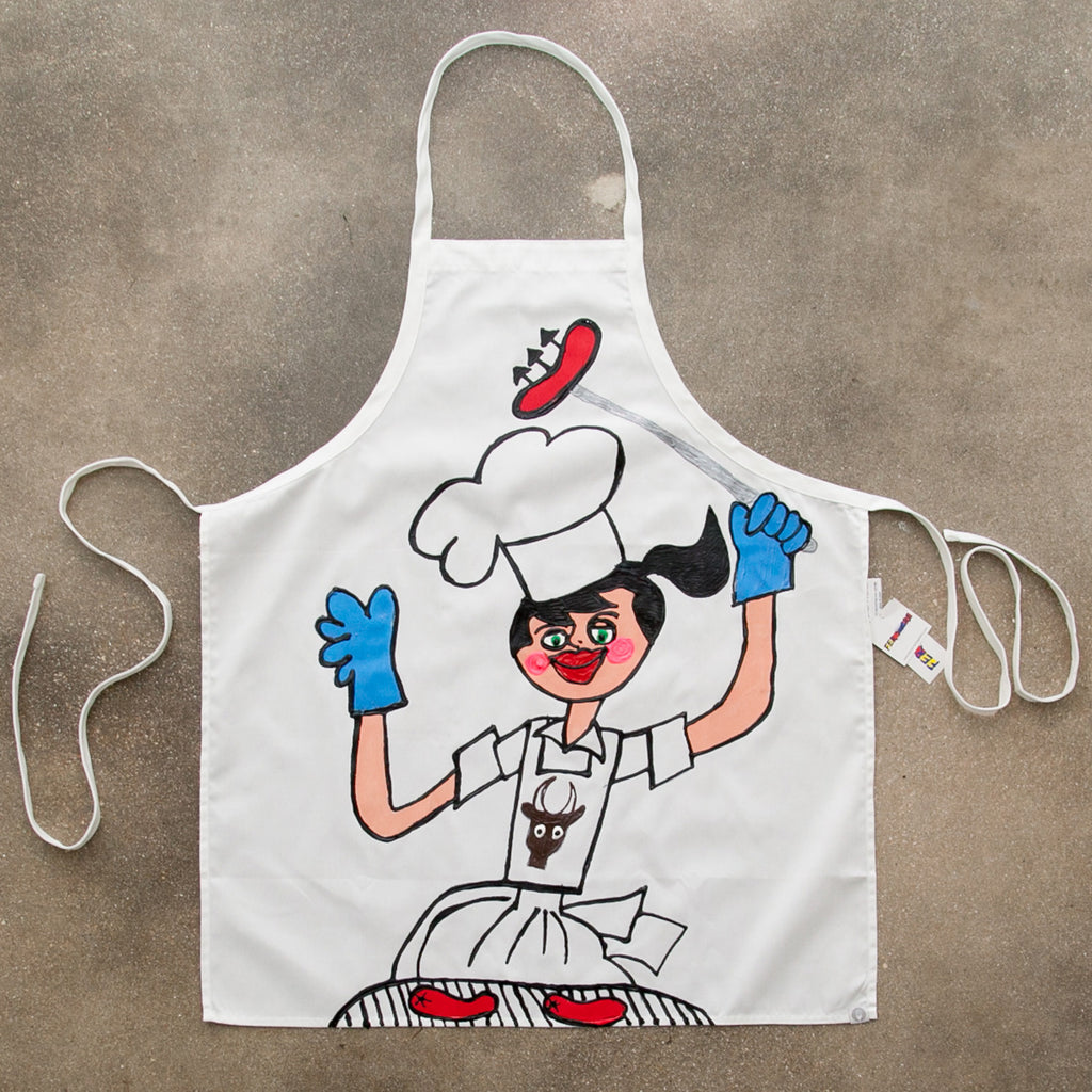 Woman Cooks Apron painted by Fer Sucre in acrylic and plastic