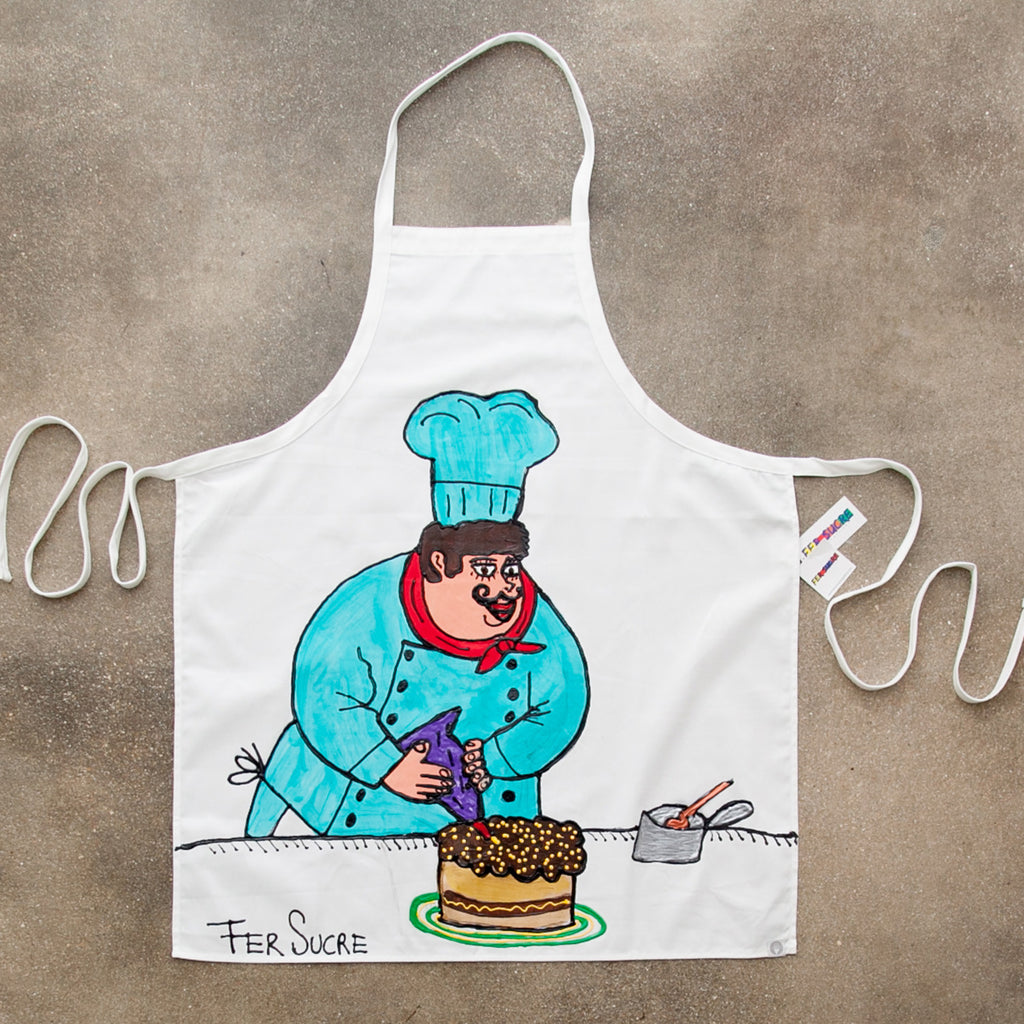 The Baker Apron painted by Fer Sucre in acrylic and plastic